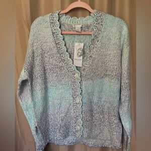 Design History Blue and White Knitted Cardigan